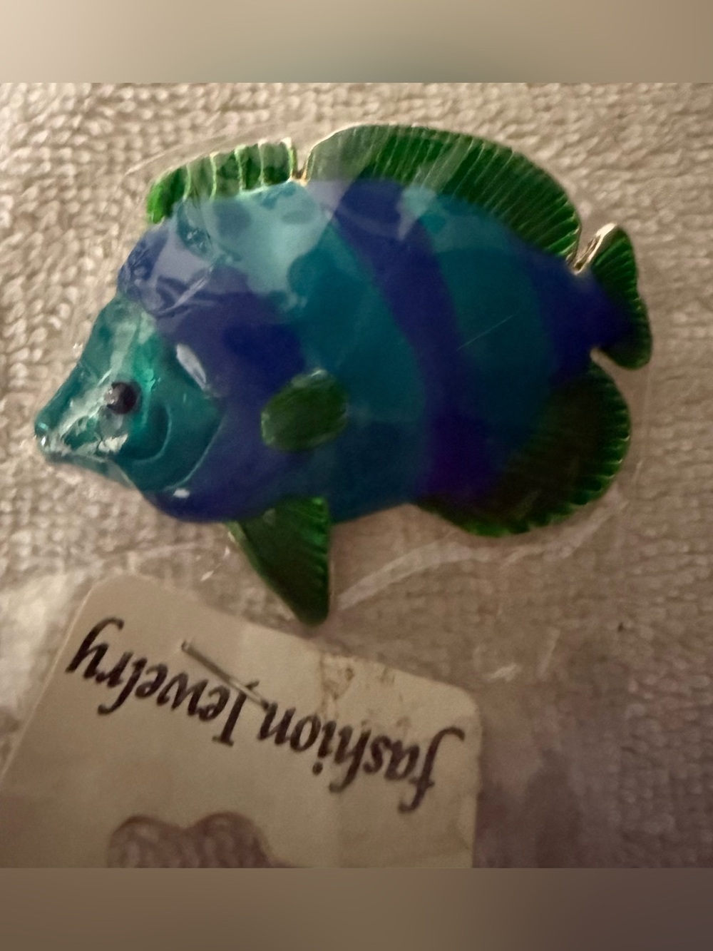 Fashion Jewelry Blue and Green Enamel Fish Pin or pendant for necklace